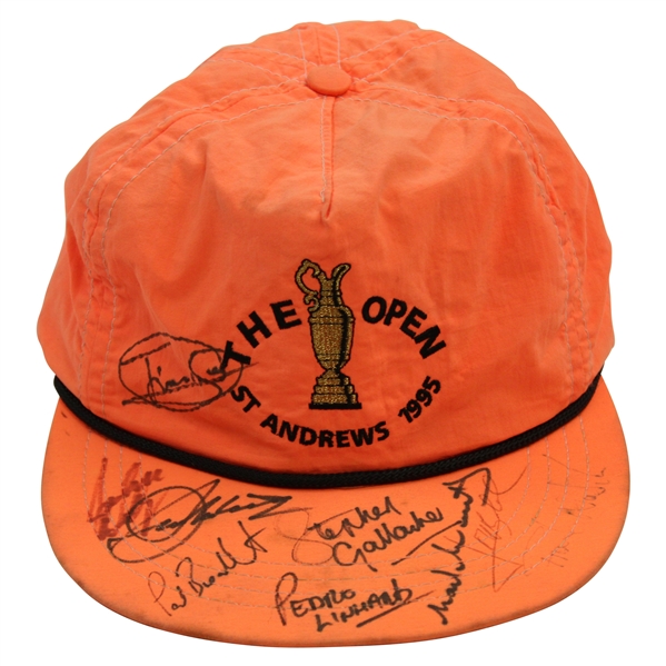 Seve Ballesteros & Others Signed 1995 The OPEN at St. Andrews Orange Hat JSA ALOA
