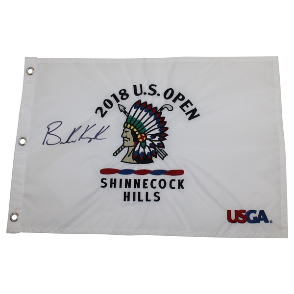 Brooks Koepka Signed 2018 US Open at Shinnecock Embroidered Flag JSA ALOA
