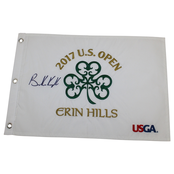 Brooks Koepka Signed 2017 US Open at Erin Hills Embroidered Flag JSA ALOA