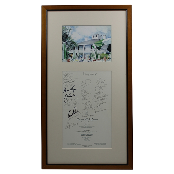 Masters Champs Signed 1993 Masters Champions Club Dinner Framed Menu JSA ALOA