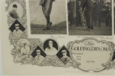 1910 The Great Triumvirate 'The Golfing Diploma' Jubilee of the Golfing Championship - Vardon, Taylor & Braid