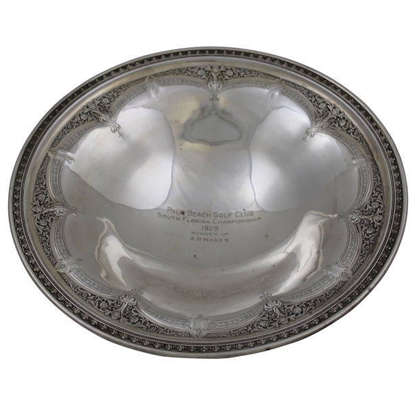 1929 Palm Beach GC South Florida Championship Runner-Up Sterling Silver Plate by A.R. Hakes 