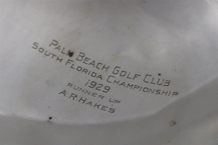 1929 Palm Beach GC South Florida Championship Runner-Up Sterling Silver Plate by A.R. Hakes 