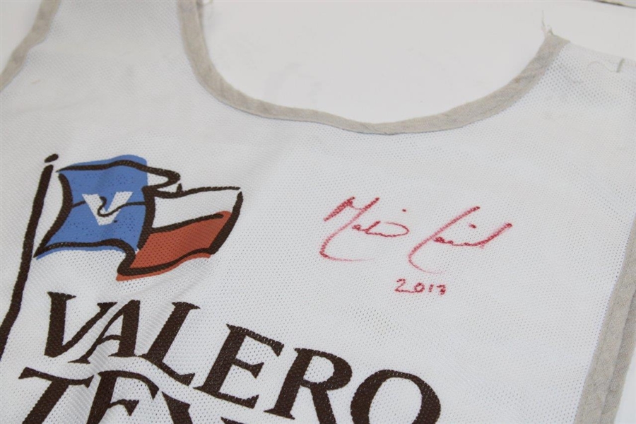 Martin Laird Signed 2013 Valero Texas Open Used Caddy Bib with Signed AP Hat JSA ALOA