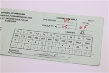 Seve Ballesteros Signed Official 1993 OPEN at Royal St. George's Used Scorecard JSA ALOA