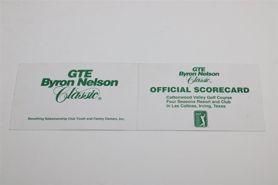 Phil Mickelson Signed Official 1998 GTE Byron Nelson Classic Scorecard JSA ALOA