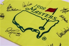 CBS Broadcast Team Signed 1999 Masters Tournament Embroidered Flag JSA ALOA
