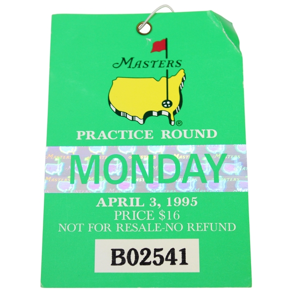 1995 Masters Tournament Monday Ticket #B02541 - Tiger Woods Masters Debut