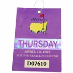 1997 Masters Tournament Thursday Ticket #D07610 - Tiger Woods First Masters Win