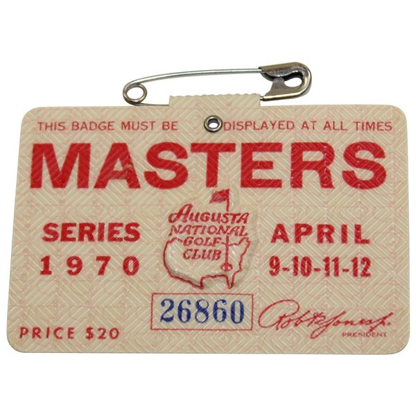 1970 Masters Tournament SERIES Badge #26860 - Billy Casper Winner