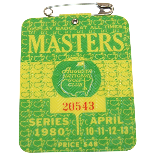 1980 Masters Tournament SERIES Badge #20543 - Seve Ballesteros Winner