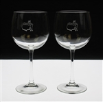 Pair of Classic Masters Tournament Logo Red Wine Stem Glasses