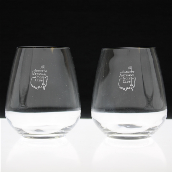Pair of Augusta National Golf Club Sterling Cut Glass Snifter Glasses