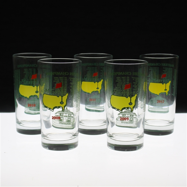 2008, 2009, 2010, 2011 & 2012 Masters Tournament Commemorative Glasses