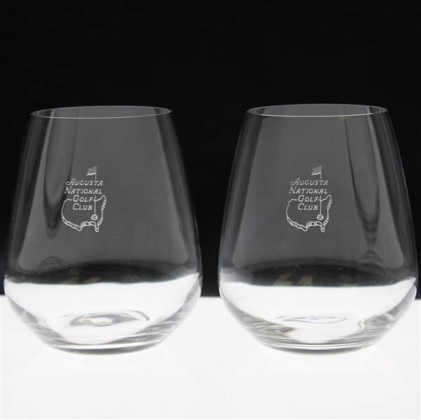 Pair of Augusta National Golf Club Sterling Cut Glass Snifter Glasses
