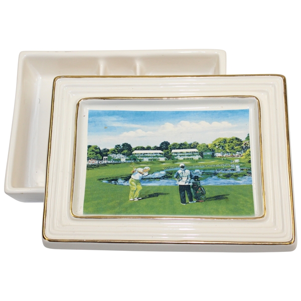 Palmer Hitting Golf Ball Bay Hill 20th Anniversary Porcelain Card Holder by Artist Bill Waugh