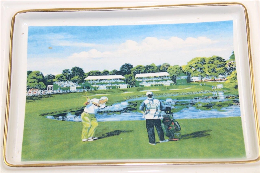 Palmer Hitting Golf Ball Bay Hill 20th Anniversary Porcelain Card Holder by Artist Bill Waugh