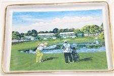 Palmer Hitting Golf Ball Bay Hill 20th Anniversary Porcelain Card Holder by Artist Bill Waugh