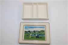 Palmer Hitting Golf Ball Bay Hill 20th Anniversary Porcelain Card Holder by Artist Bill Waugh