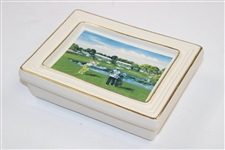 Palmer Hitting Golf Ball Bay Hill 20th Anniversary Porcelain Card Holder by Artist Bill Waugh