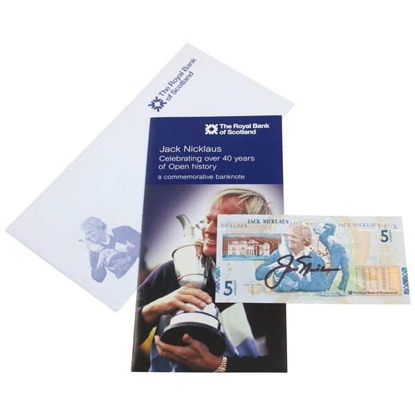 Jack Nicklaus Signed RBS 5 Pound Note with Sleeve & Envelope 