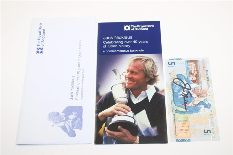 Jack Nicklaus Signed RBS 5 Pound Note with Sleeve & Envelope 