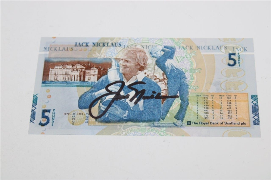 Jack Nicklaus Signed RBS 5 Pound Note with Sleeve & Envelope 
