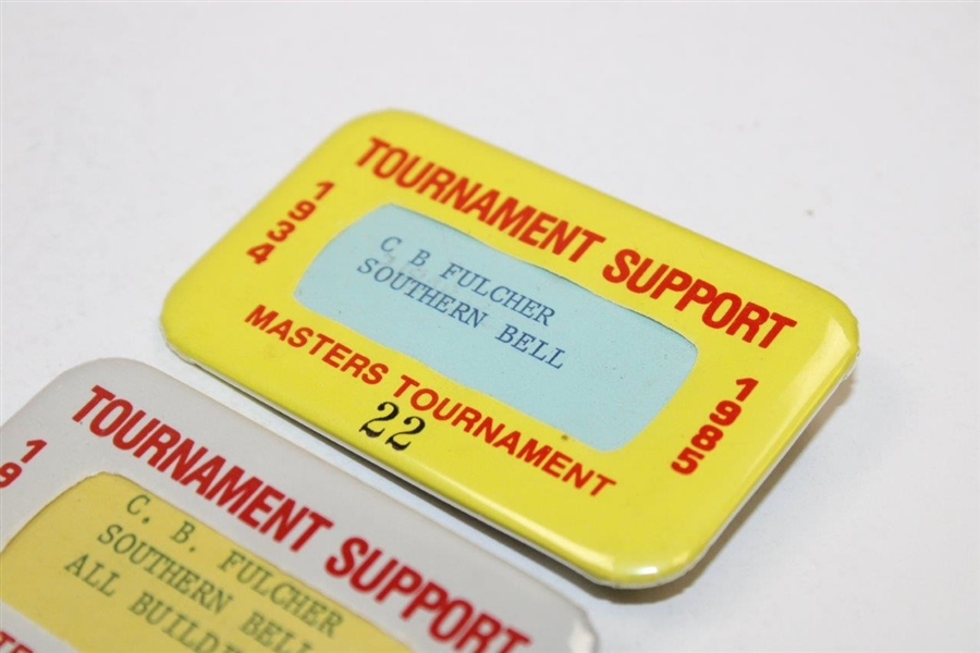 1983, 1984 & 1985 Masters Tournament Support Badges #60, #57 & #22