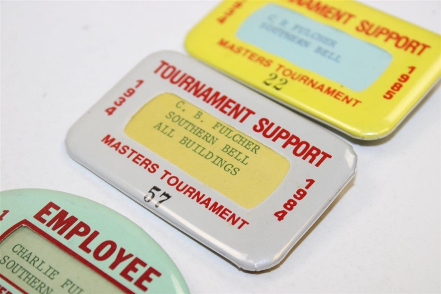 1983, 1984 & 1985 Masters Tournament Support Badges #60, #57 & #22