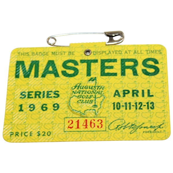 1969 Masters Tournament SERIES Badge #21463 - George Archer Winner