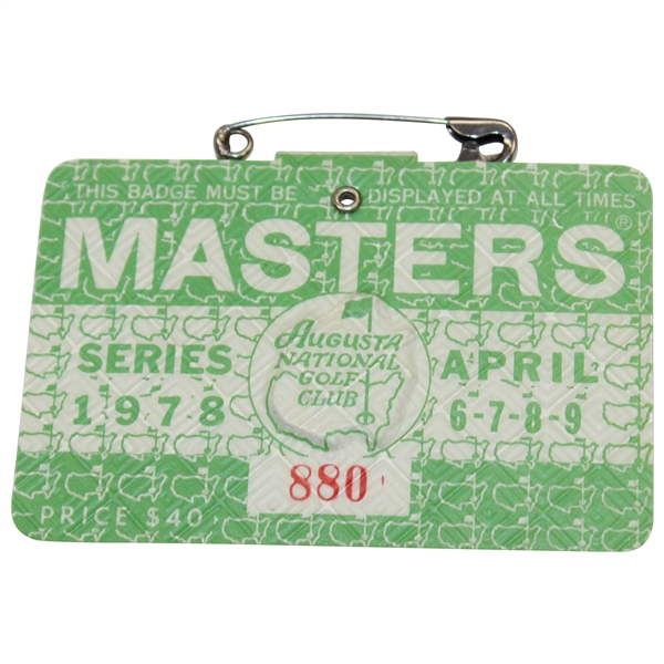 1978 Masters Tournament SERIES Badge #880 - Gary Player Winner