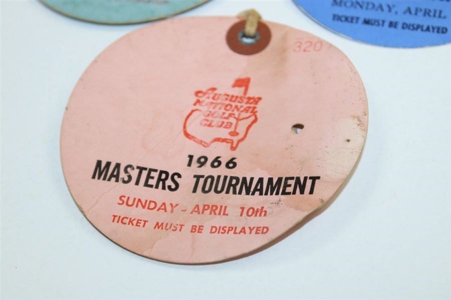 1972 (Wed), 1975 (Mon) & 1966 (Sun) Masters Tournament Tickets - Jack Nicklaus Wins