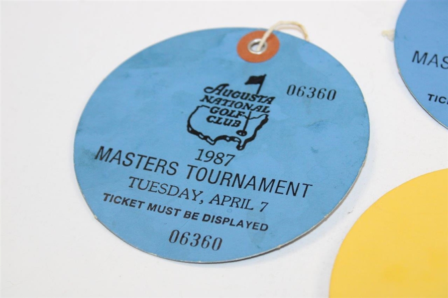 1987 Wednesday & Five (5) 1987 Tuesday Masters Tournament Tickets