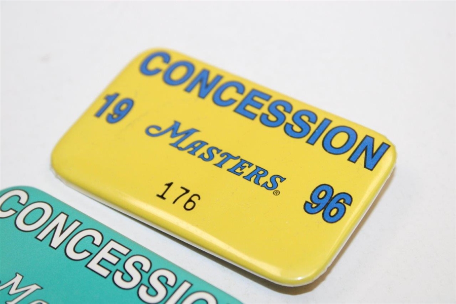 1995 & 1996 Masters Tournament Conession Badges #176 & #145