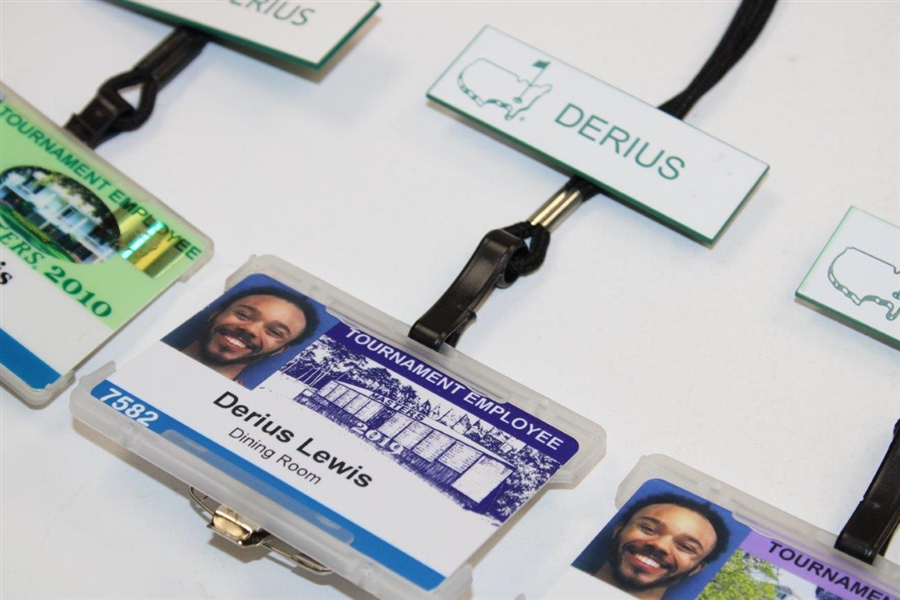 Three (3) Masters Tournament Employee Badges with Name Tags - 2010, 2019 & 2022