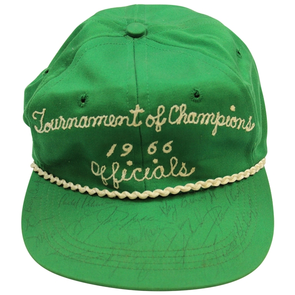 Palmer, Nicklaus & others Multi-Signed 1966 Tourn. of Champions Officials Green Rope Hat JSA #BB14423