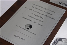 1978 In Memoriam Clifford Roberts GWAA Awarded Plaque - April 6th