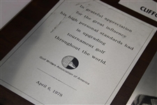 1978 In Memoriam Clifford Roberts GWAA Awarded Plaque - April 6th