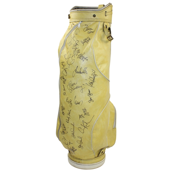 Annika, Kerr, Pepper, Hurst, Park & More Multi-Signed LPGA Vintage Yellow Titleist Golf Bag JSA ALOA