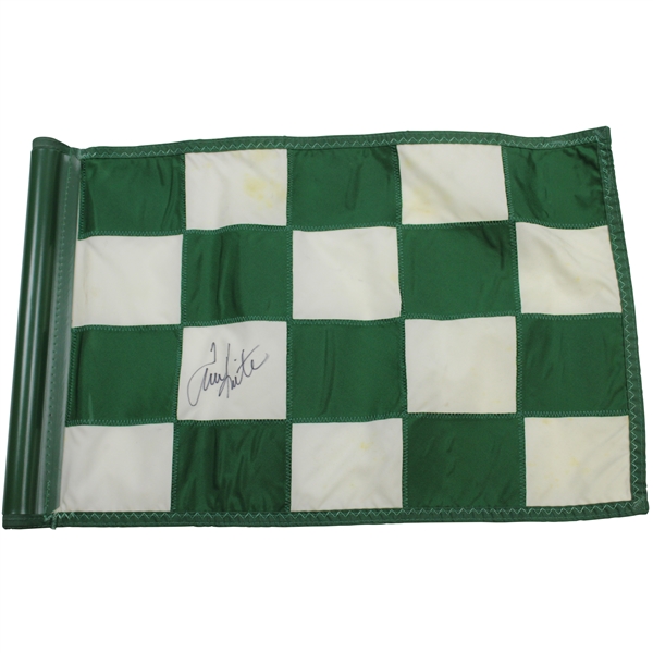 Tom Kite Signed Green/White Checkered Pebble Beach Course Flag JSA ALOA