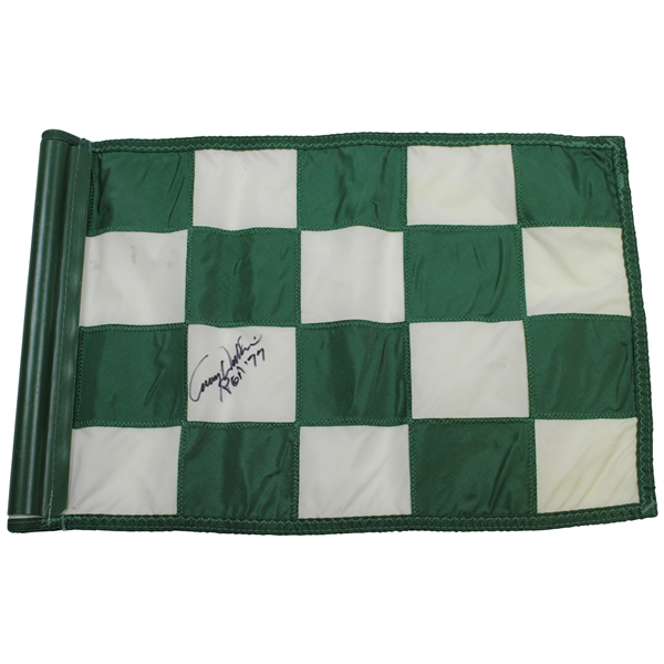 Lanny Wadkins Signed Green/White Checkered Pebble Beach Course Flag with PGA 77 JSA ALOA