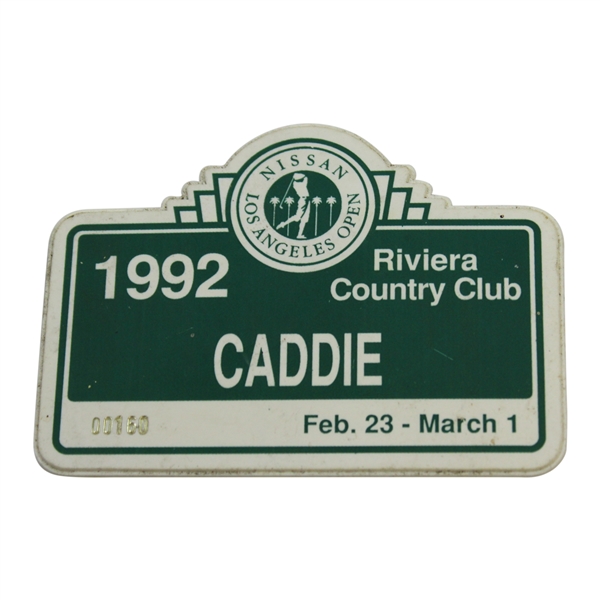 1992 Nissan LA Open at Riviera CC Caddie Series Badge #00160 - Tiger Woods' Pro Debut