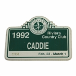 1992 Nissan LA Open at Riviera CC Caddie Series Badge #00160 - Tiger Woods Pro Debut