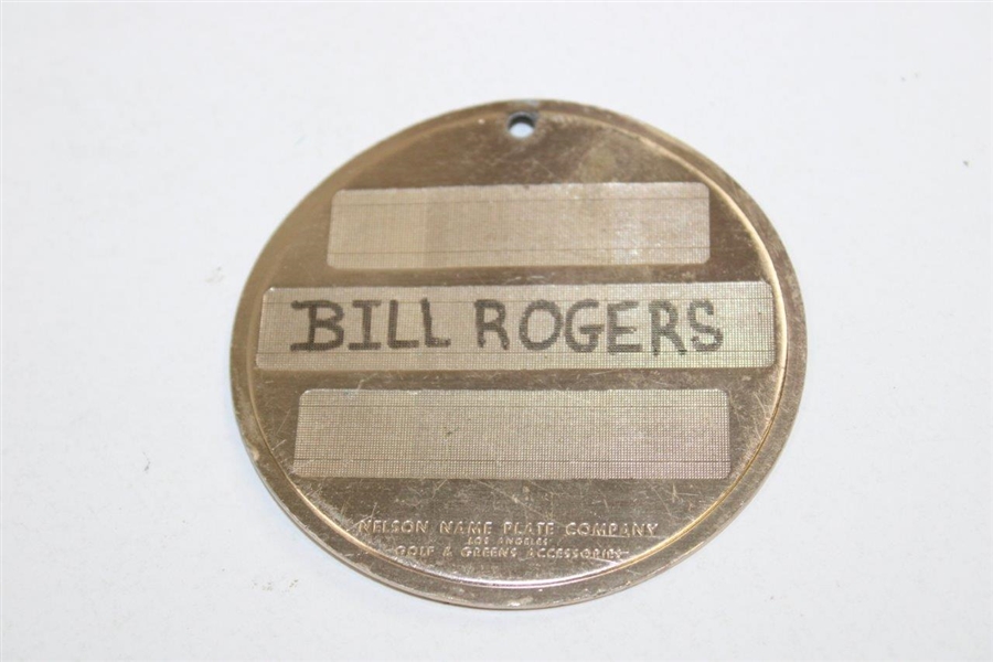 1982 Masters Tournament Metal Contestant Bag Tag - Bill Rogers