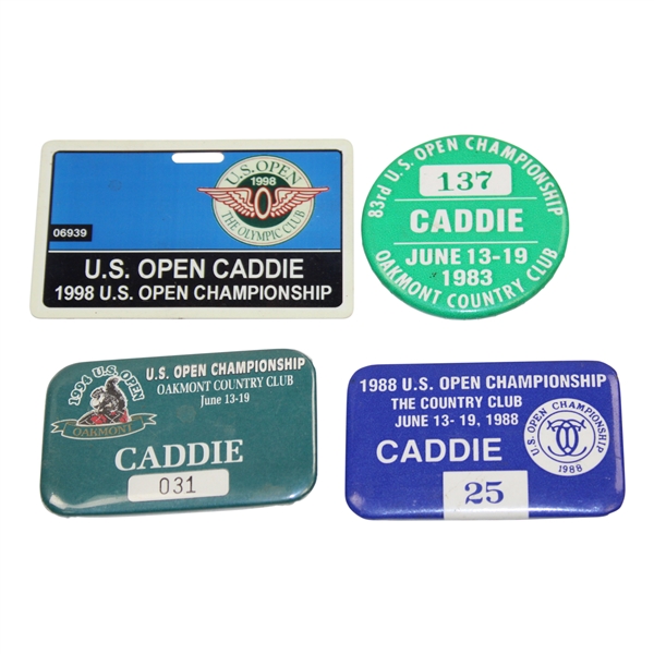 1983, 1988, 1994 & 1998 US Open Official Caddie Badges - Linn Strickler Collection