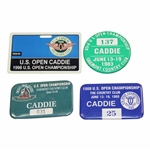 1983, 1988, 1994 & 1998 US Open Official Caddie Badges - Linn Strickler Collection