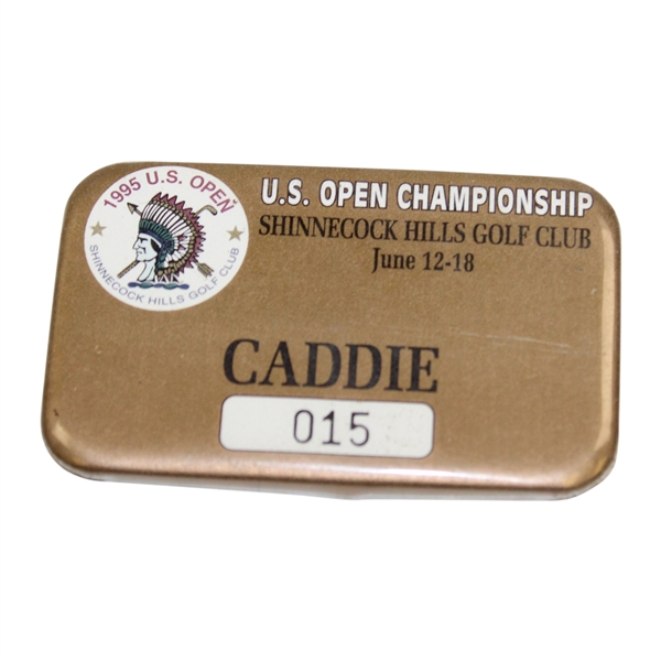 1995 US Open at Shinnecock Hills GC Official Caddie Badge #015 - Tiger Woods' US Open Debut