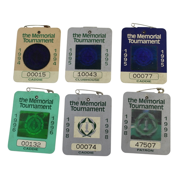 1994, 1995(x2), 1996 & 1998(x2) The Memorial Tournament Official Badges - Linn Strickler Collection