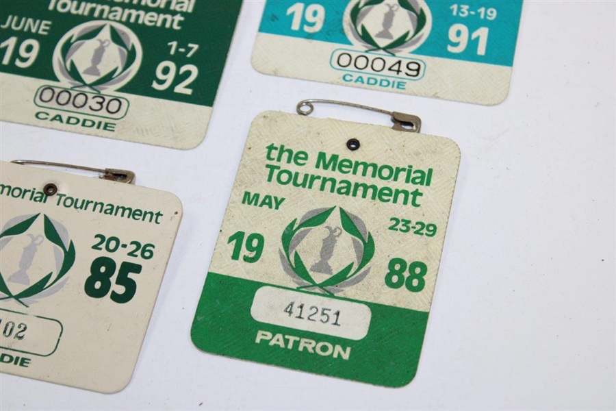 1978, 1985, 1987, 1988, 1991(x2) & 1992 The Memorial Tournament Official Badges - Linn Strickler Collection
