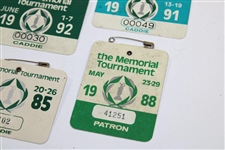 1978, 1985, 1987, 1988, 1991(x2) & 1992 The Memorial Tournament Official Badges - Linn Strickler Collection